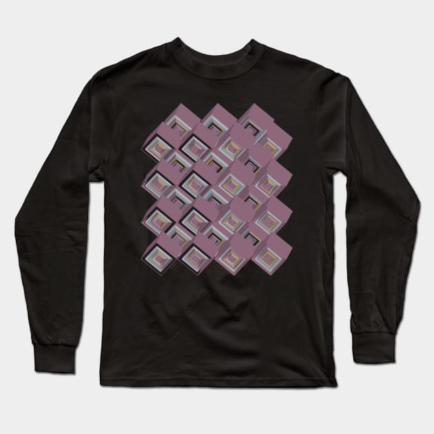 3D Cubes Long Sleeve T-Shirt by uniqued